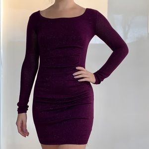 Express Shimmer Knit Long-Sleeve Bodycon Dress
